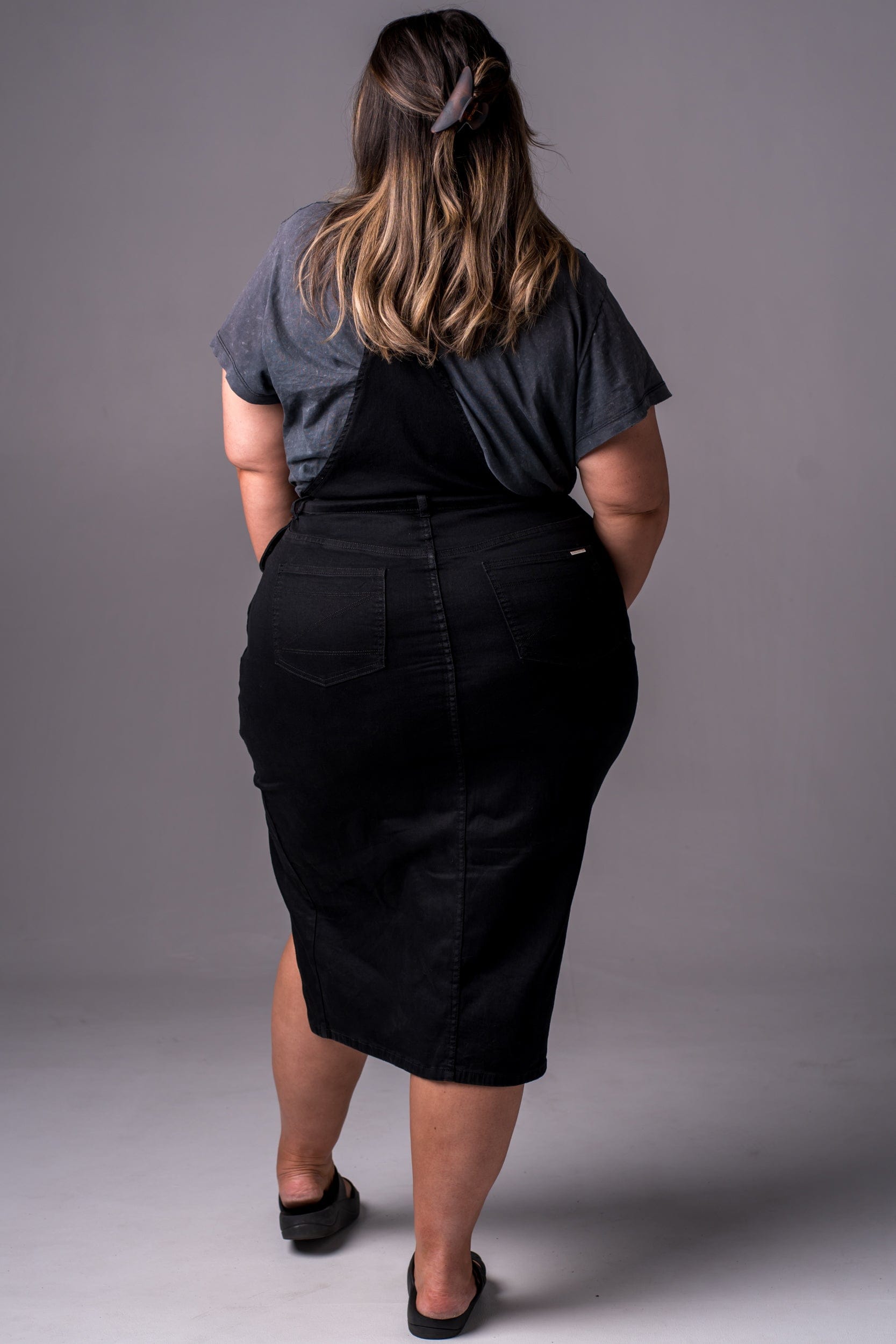 Black Denim Overall Dress - Midi OVERALL