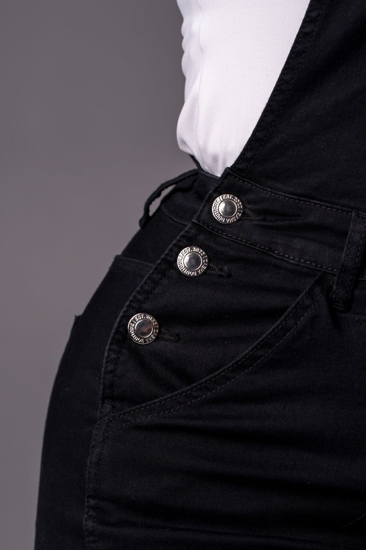 Black Denim Overall Dress