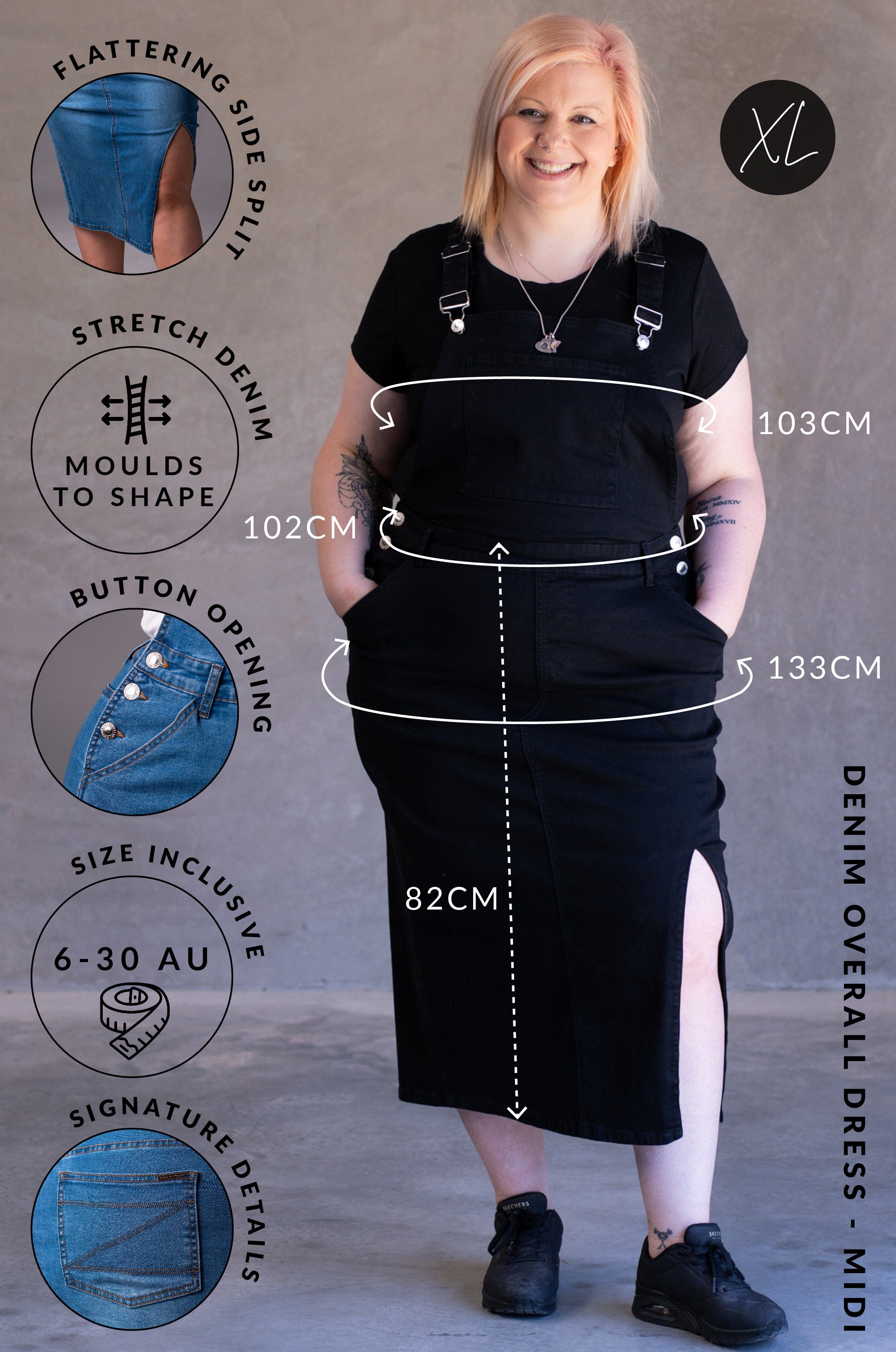 Black Denim Overall Dress - Midi OVERALL