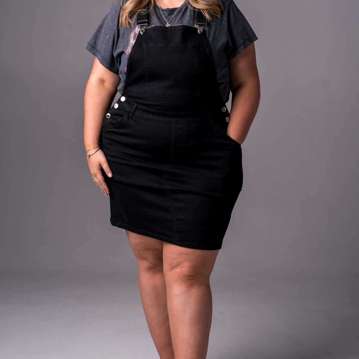 Black Denim Overall Dress - Mini Black Denim Overall Dress - Mini