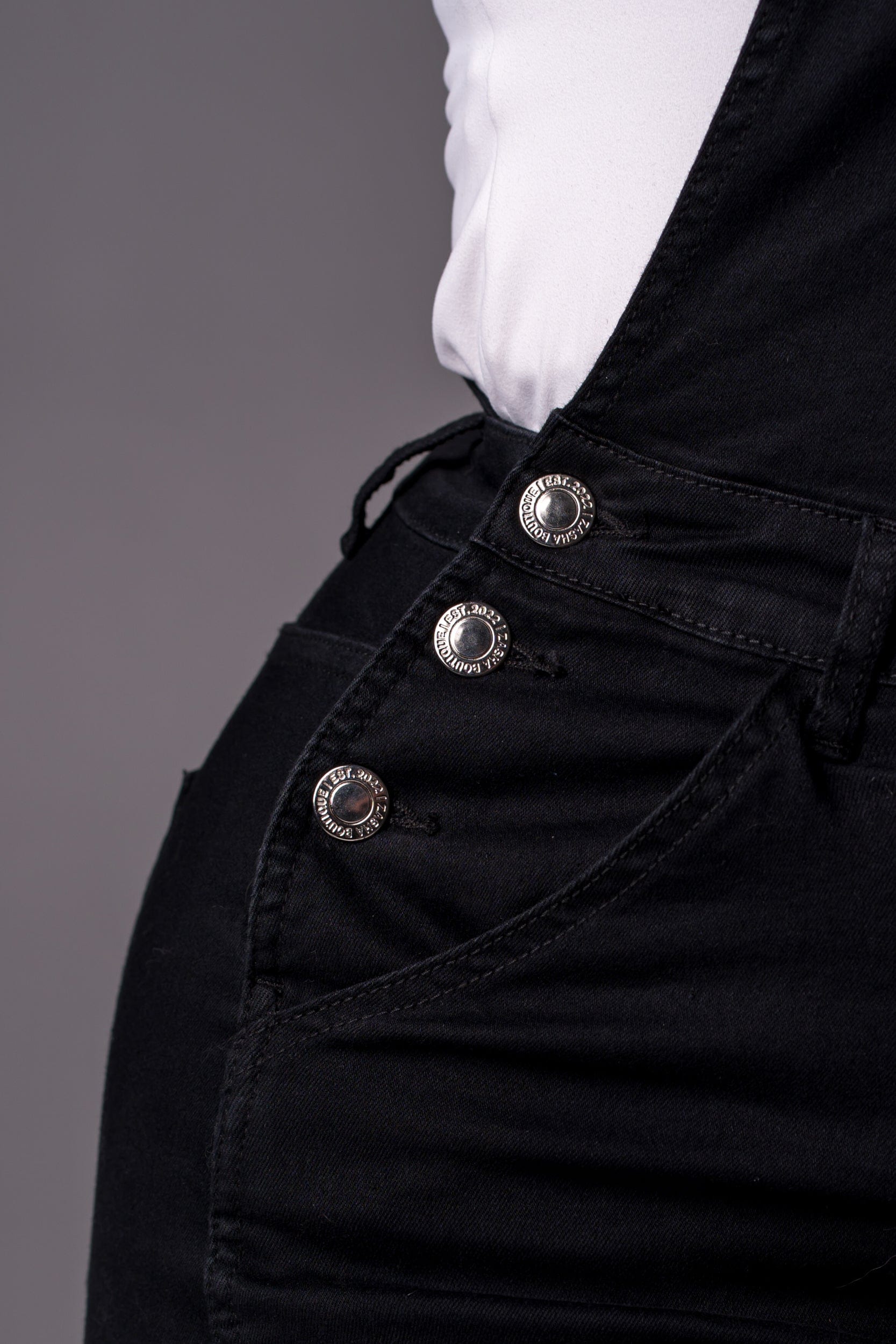 Black Denim Overall Dress - Mini OVERALL