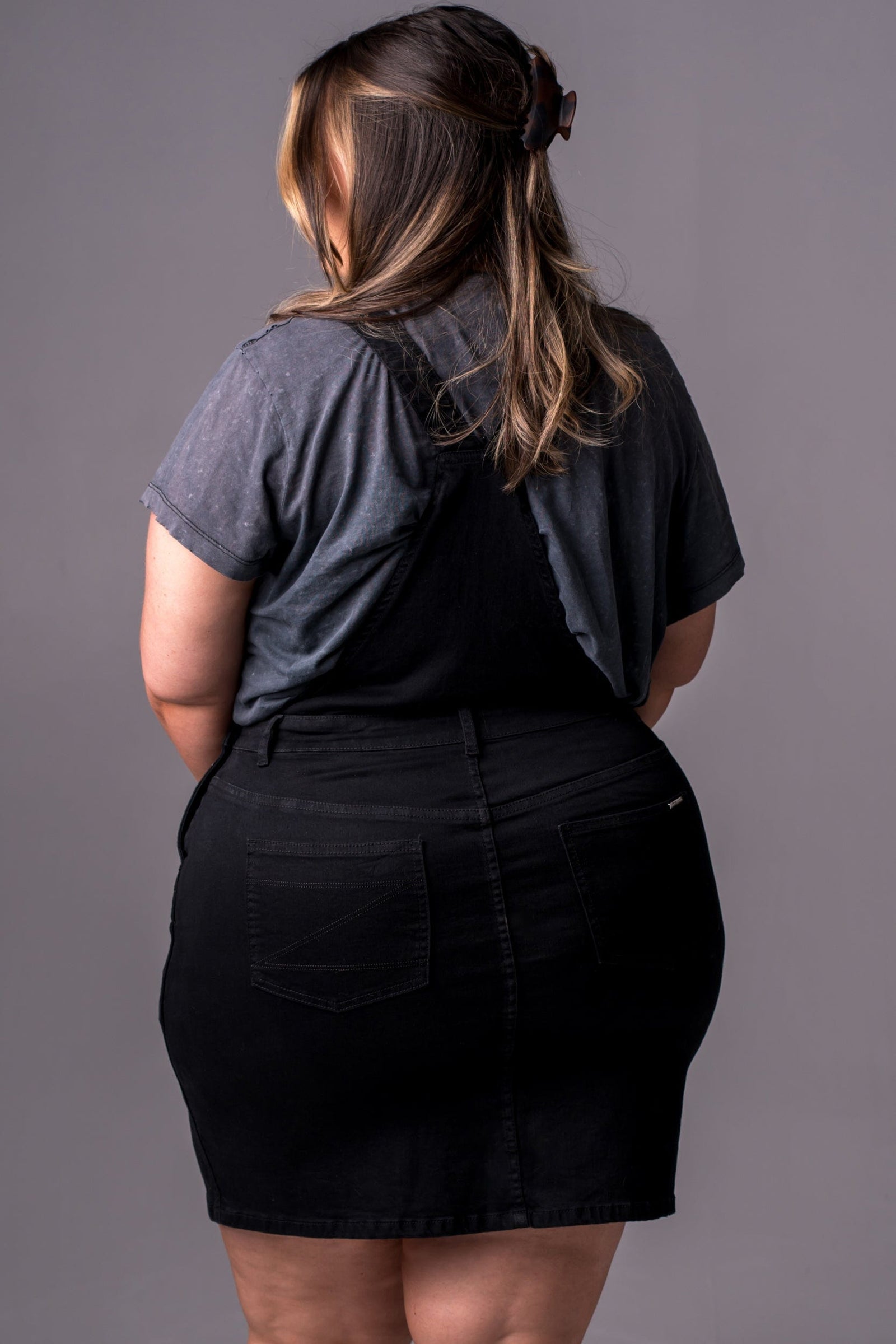 Black Denim Overall Dress
