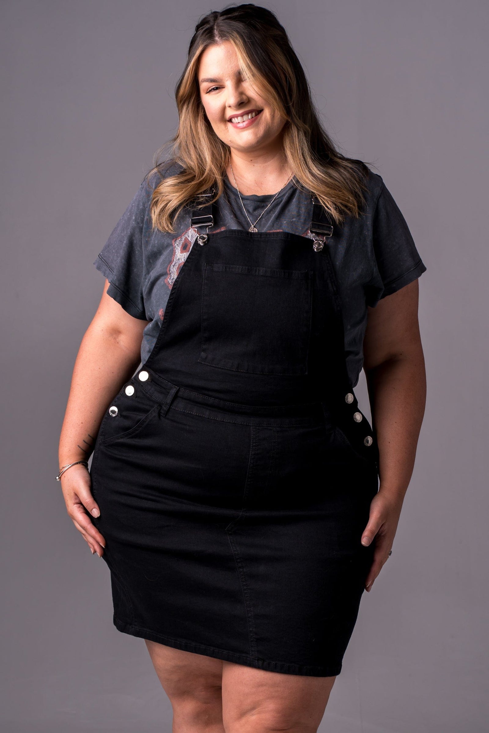 Black Denim Overall Dress