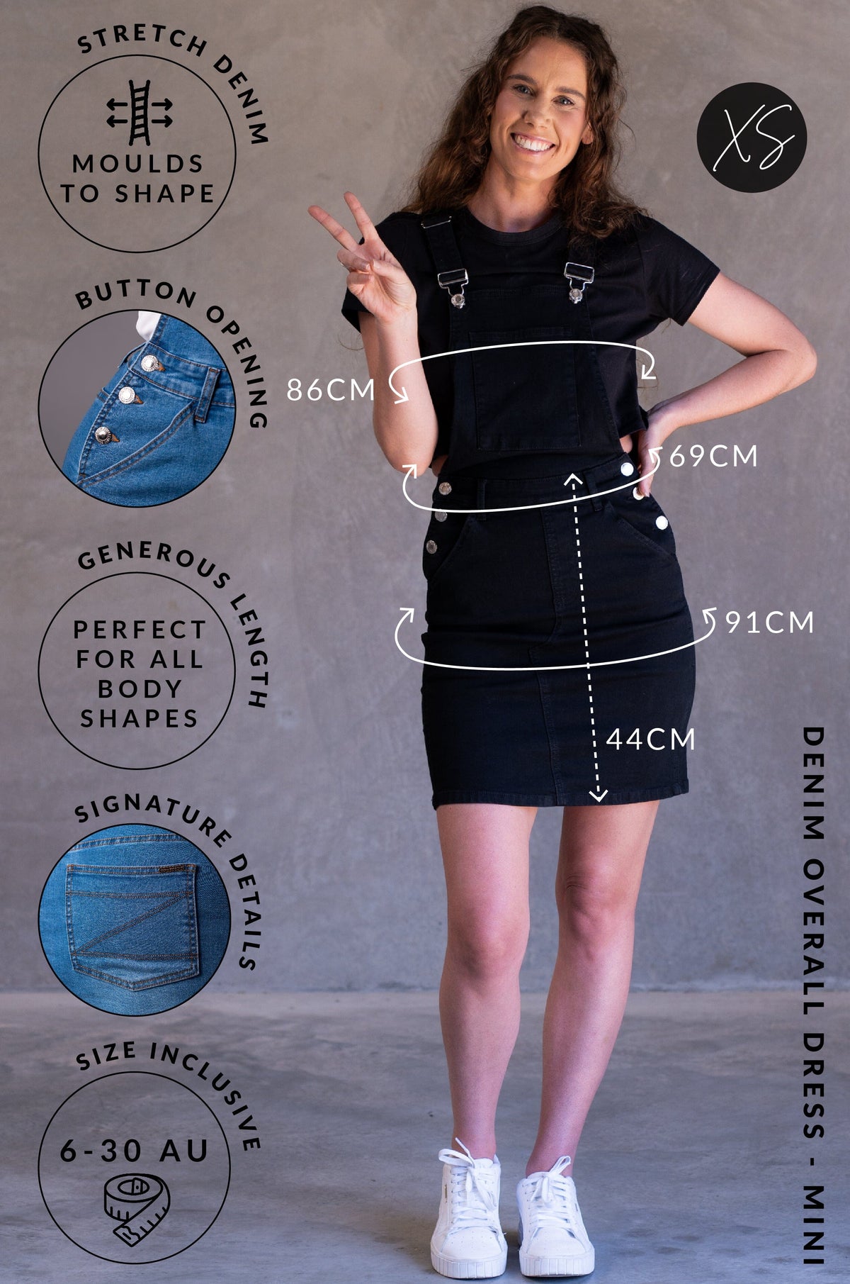 Black Denim Overall Dress