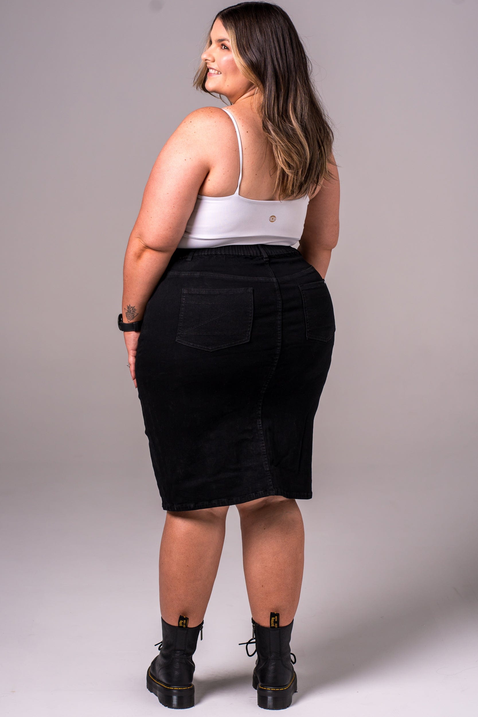 Black Denim Skirt - Knee SKIRT