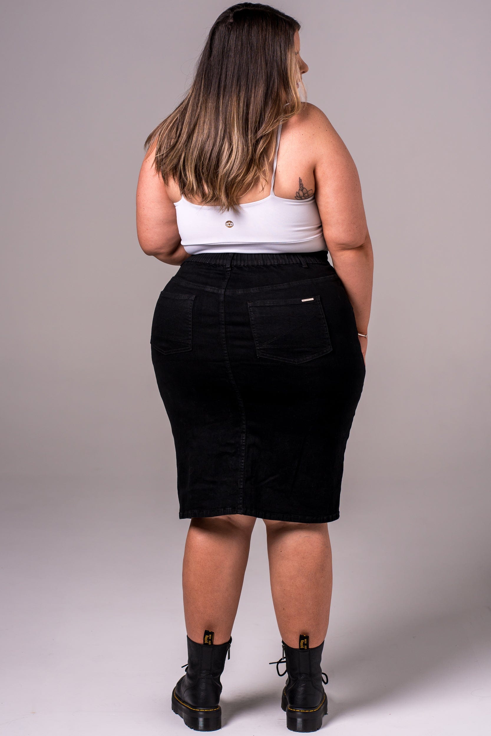 Black Denim Skirt - Knee SKIRT