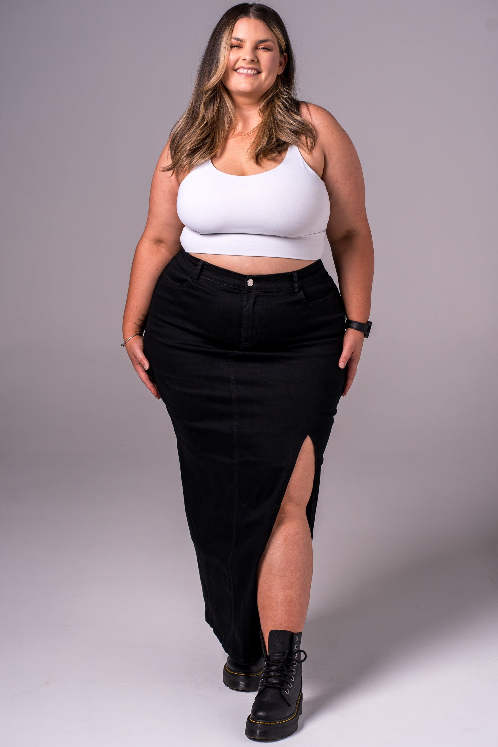 Black Denim Skirt - Maxi SKIRT