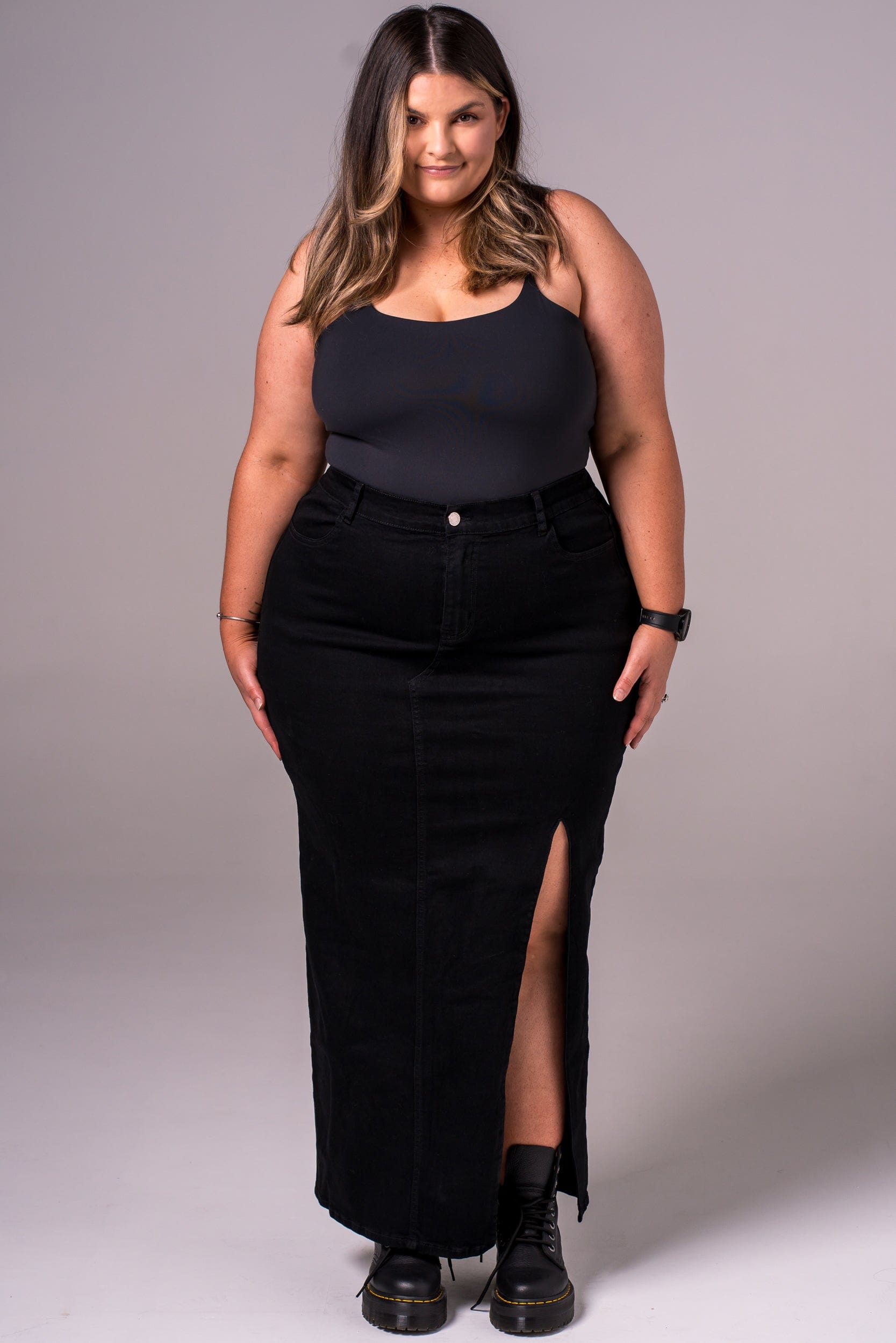 Black Denim Skirt - Maxi SKIRT