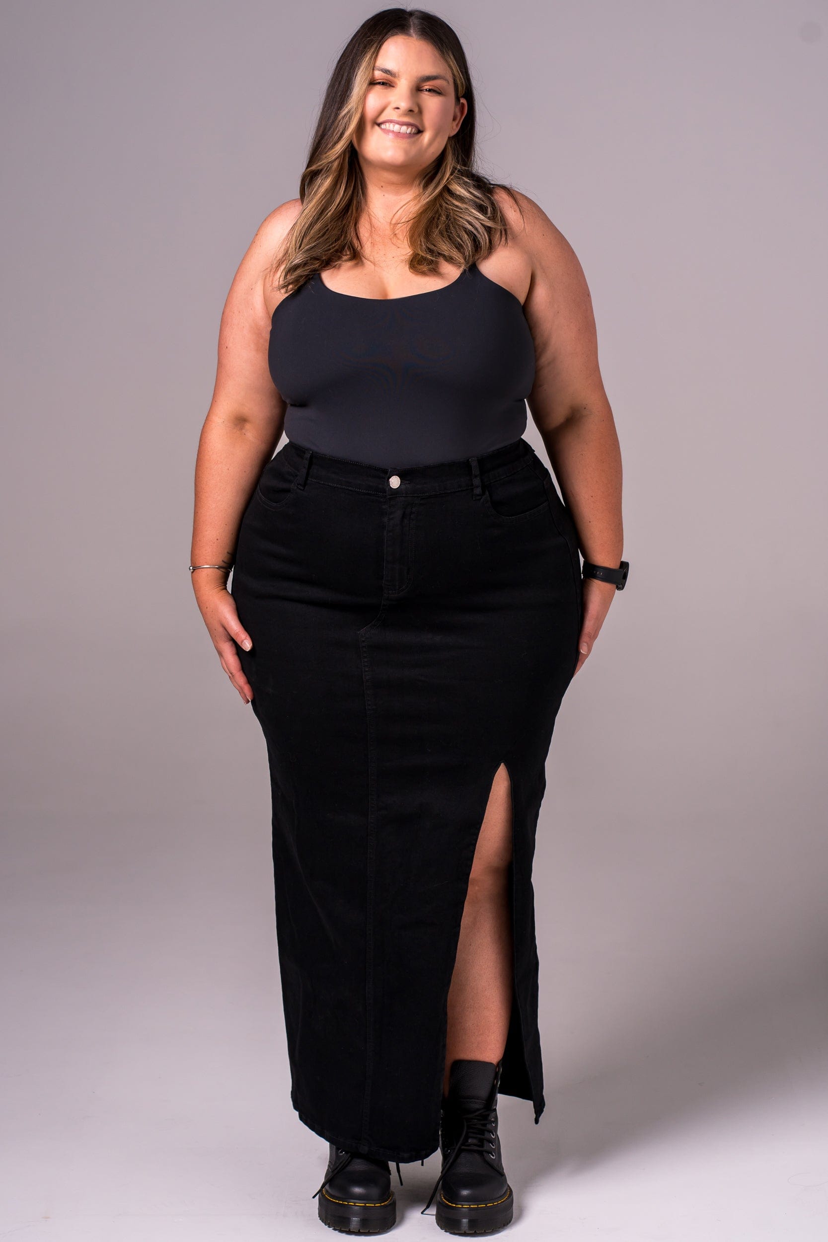 Black Denim Skirt - Maxi SKIRT