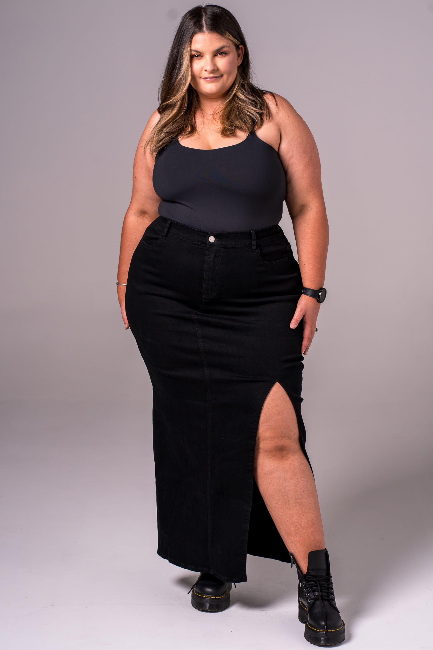 Black Denim Skirt - Maxi SKIRT