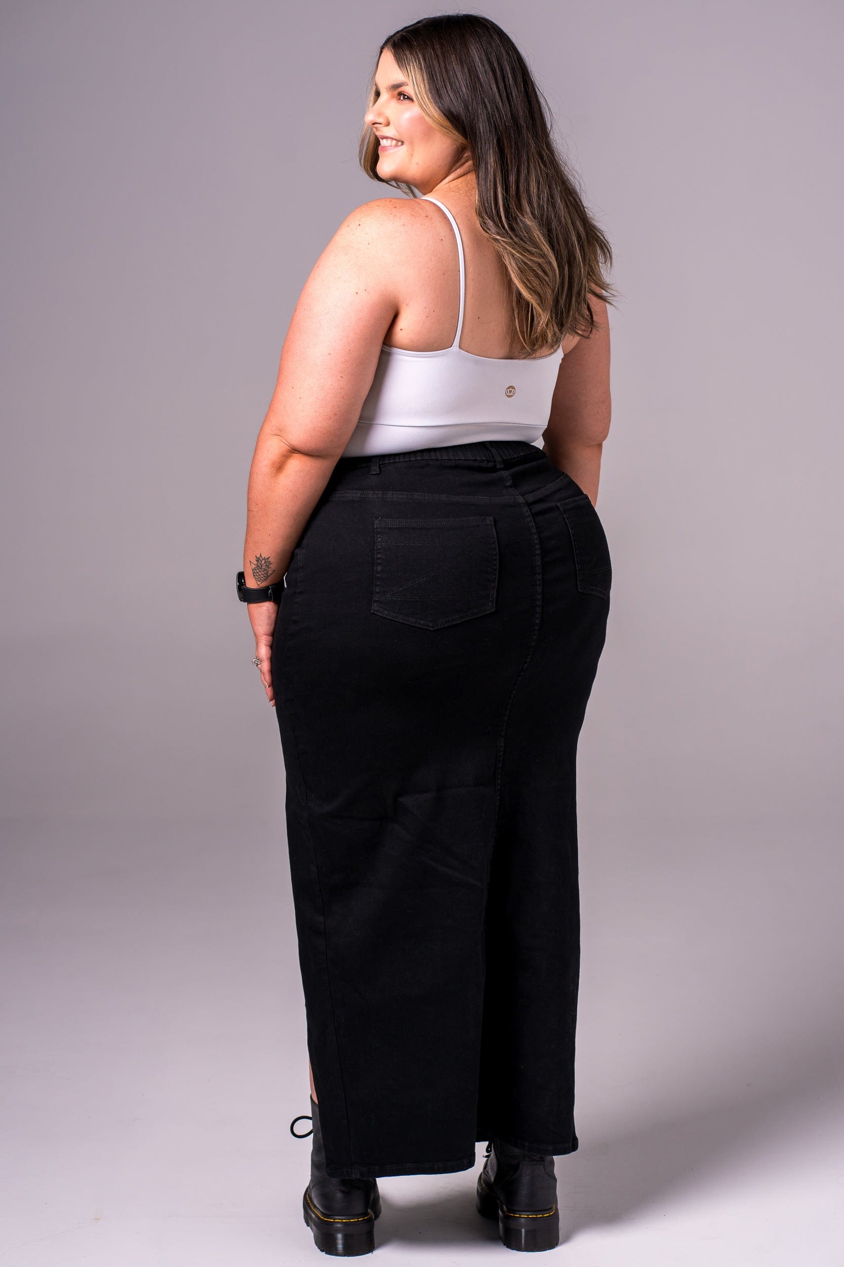 Black Denim Skirt - Maxi SKIRT