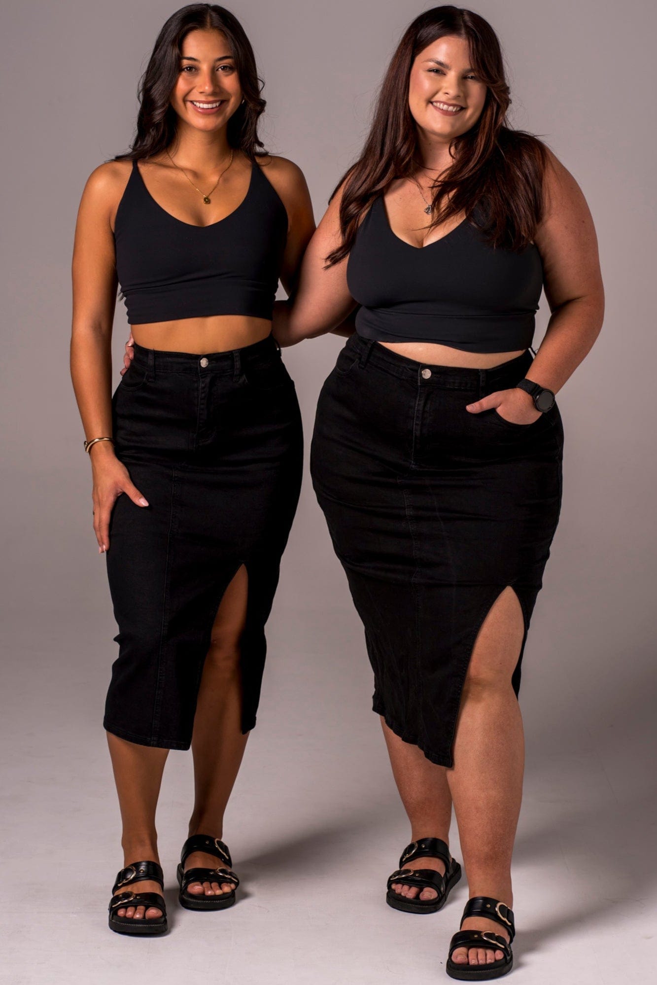 Black Denim Skirt - Midi SKIRT