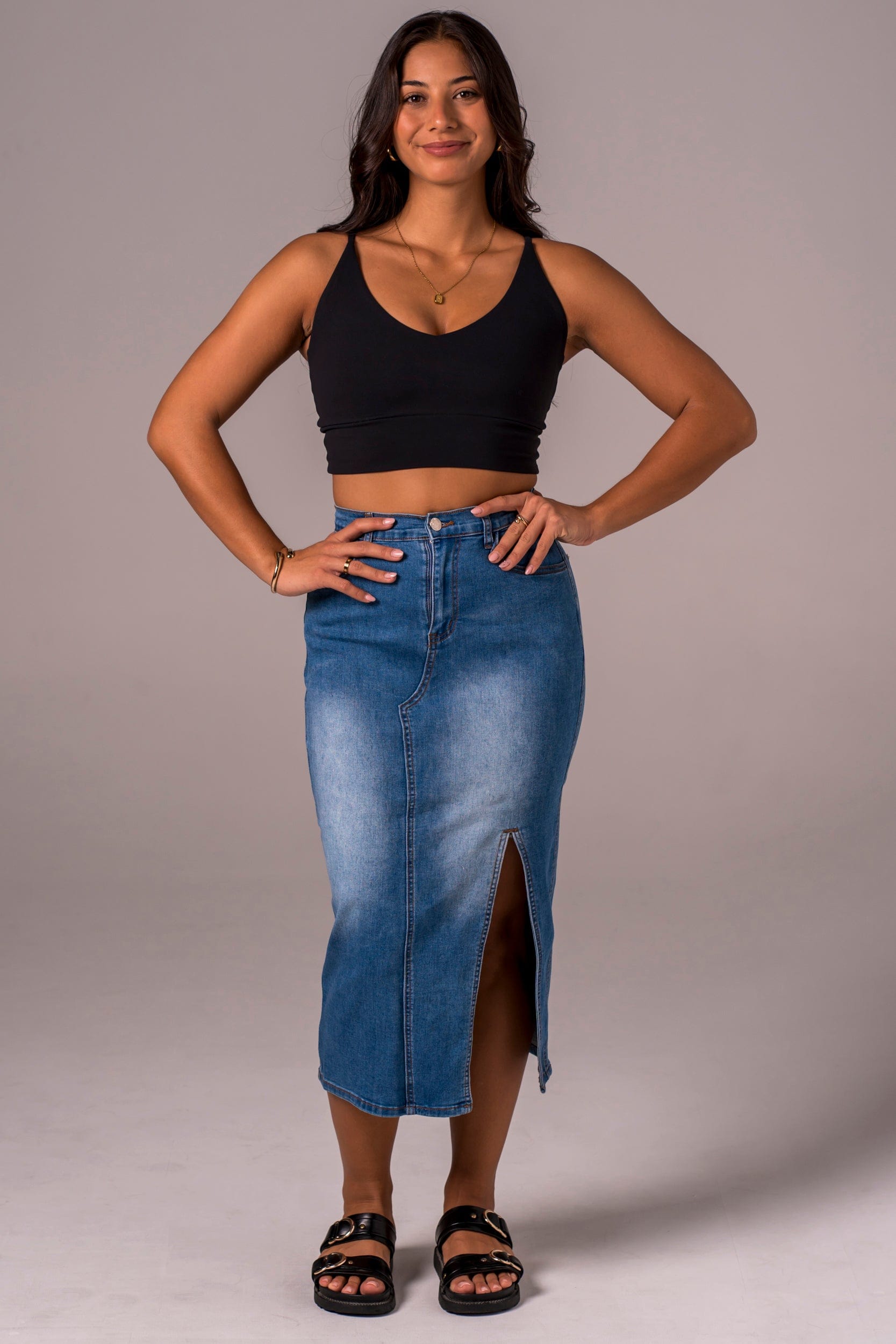 Classic Denim Skirt - Midi SKIRT
